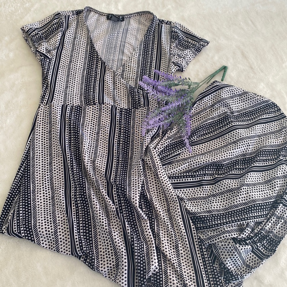 Faux wrap tulip hem dress